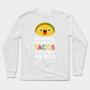 Cute Kawaii Taco Emoji Cinco de Mayo Funny Tace Foodie Mexican Food Gift Long Sleeve T-Shirt